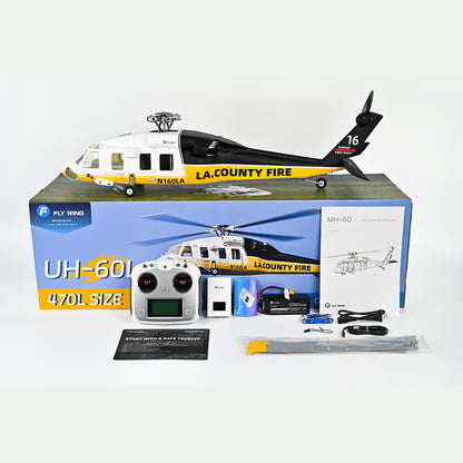 FLYWING UH-60L 2.4G 6CH 470-Class Quik-Release 4-Rotor Scale RC Military Helicopter Model with ACE Flight Controller