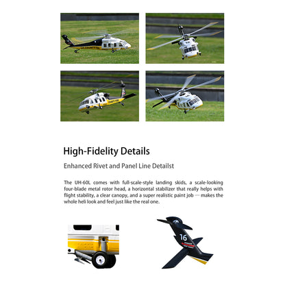 FLYWING UH-60L 2.4G 6CH 470-Class Quik-Release 4-Rotor Scale RC Military Helicopter Model with ACE Flight Controller