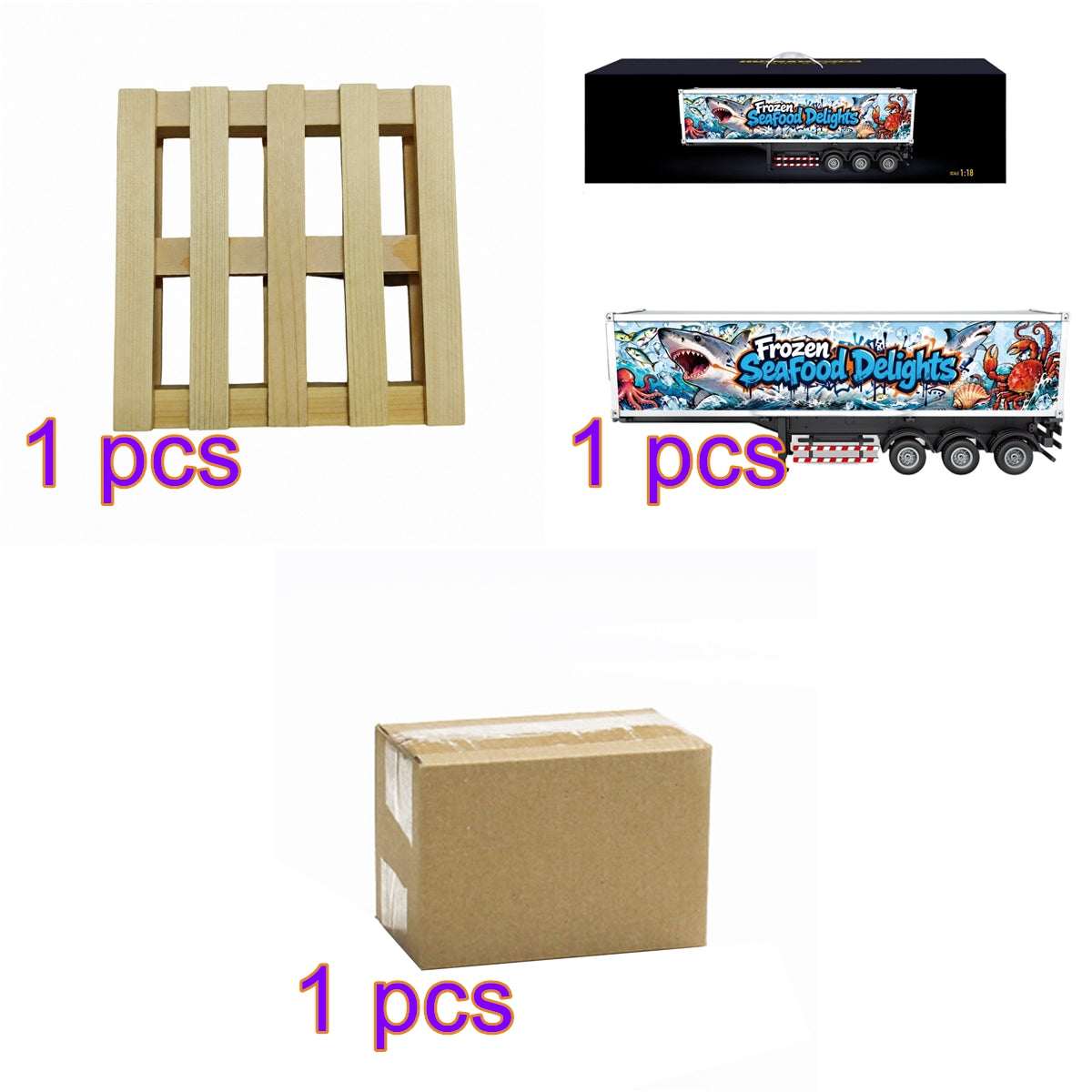 1:18 Simulated Cold Chain Refrigerated Container Trailer Set