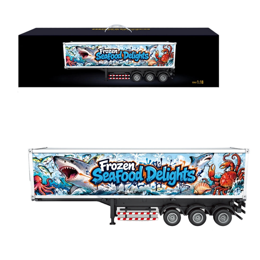 1:18 Simulated Cold Chain Refrigerated Container Trailer Set