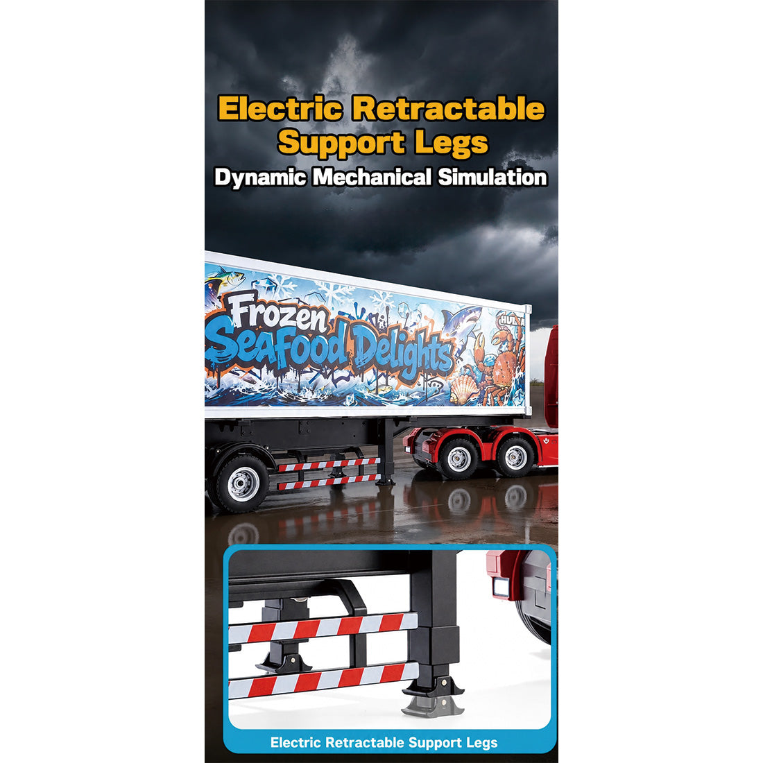 1:18 Simulated Cold Chain Refrigerated Container Trailer Set