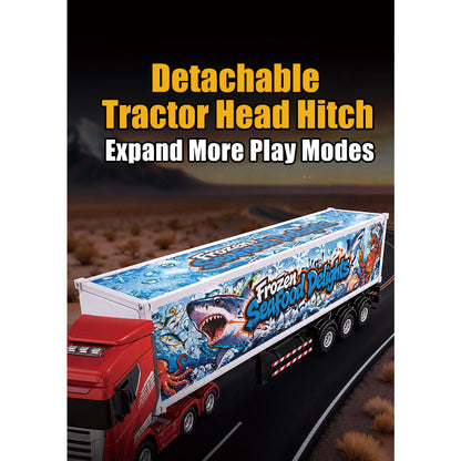 1:18 Simulated Cold Chain Refrigerated Container Trailer Set