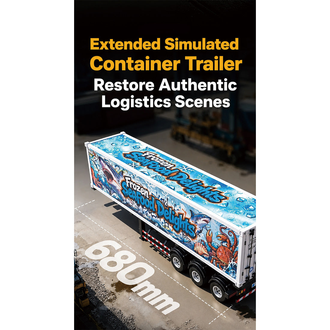 1:18 Simulated Cold Chain Refrigerated Container Trailer Set