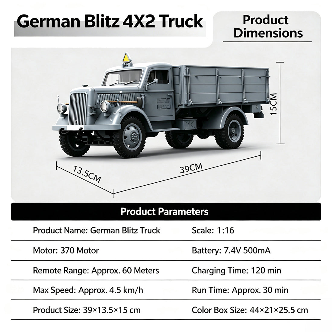 1/16 Scale German Military Truck RC Model