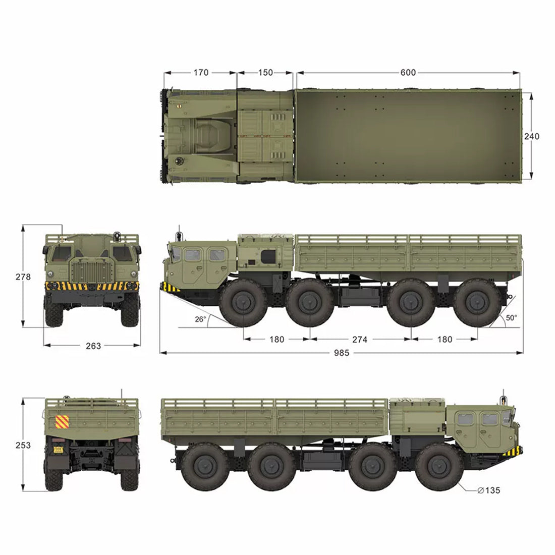 CROSSRC CC8 1/12 Scale 2.4G RC Heavy-Duty Fully Detailed 8x8 Off-Road Military Truck