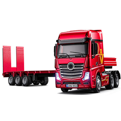 1/64 Scale 2.4G 12-Frequency Heavy Duty RC Flatbed Semi Truck Model with Sound & Light Effects