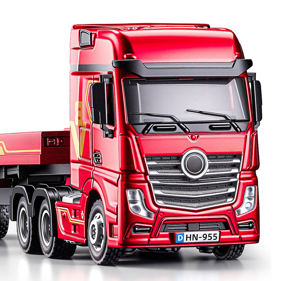 1/64 Scale 2.4G 12-Frequency Heavy Duty RC Flatbed Semi Truck Model with Sound & Light Effects