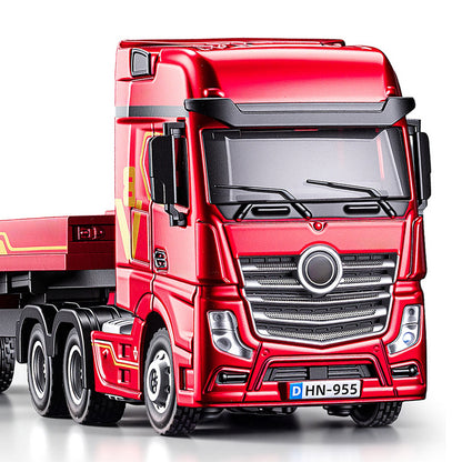 1/64 Scale 2.4G 12-Frequency Heavy Duty RC Flatbed Semi Truck Model with Sound & Light Effects