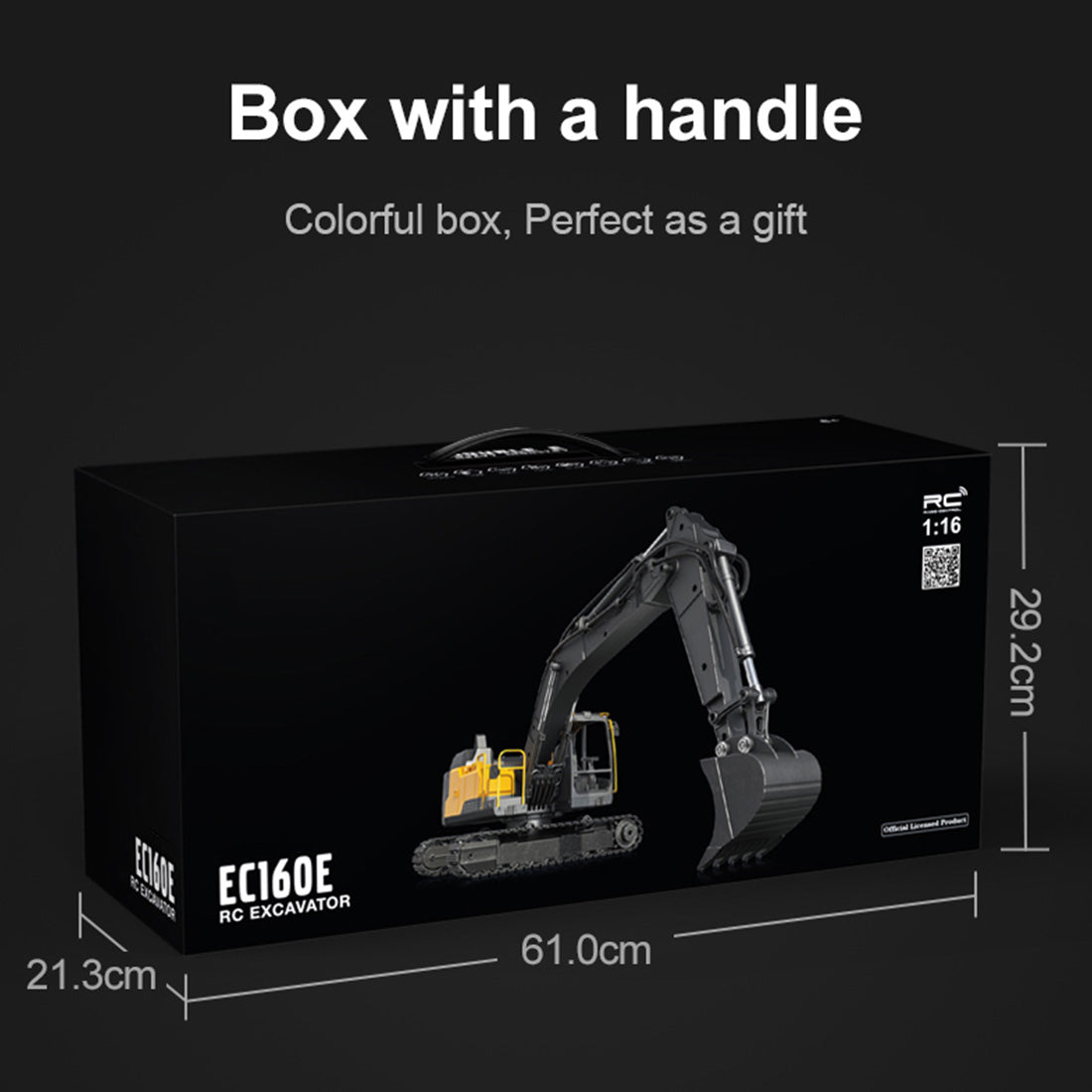 1/16 Scale RC EC160E Excavator, 2.4GHz Alloy Construction Vehicle