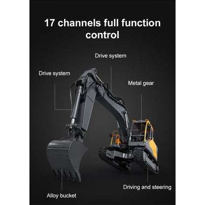 1/16 Scale RC EC160E Excavator, 2.4GHz Alloy Construction Vehicle