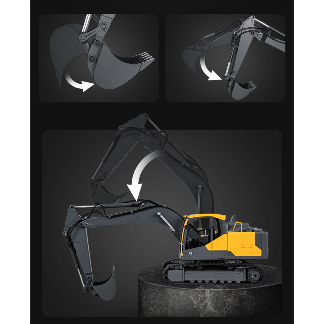 1/16 Scale RC EC160E Excavator, 2.4GHz Alloy Construction Vehicle