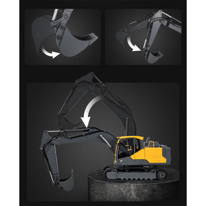 1/16 Scale RC EC160E Excavator, 2.4GHz Alloy Construction Vehicle