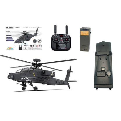 YU XIANG F11-S AH64 1/32 Scale 2.4G 6CH RC Dual-axis Co-drive Flybarless 6G/3D Stunt Apache Helicopter Model