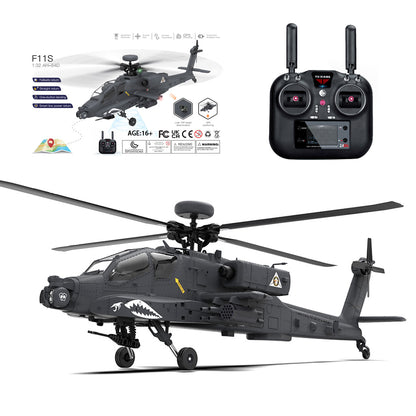 YU XIANG F11-S AH64 1/32 Scale 2.4G 6CH RC Dual-axis Co-drive Flybarless 6G/3D Stunt Apache Helicopter Model