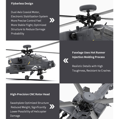 YU XIANG F11-S AH64 1/32 Scale 2.4G 6CH RC Dual-axis Co-drive Flybarless 6G/3D Stunt Apache Helicopter Model