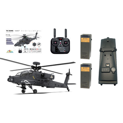 YU XIANG F11-S AH64 1/32 Scale 2.4G 6CH RC Dual-axis Co-drive Flybarless 6G/3D Stunt Apache Helicopter Model