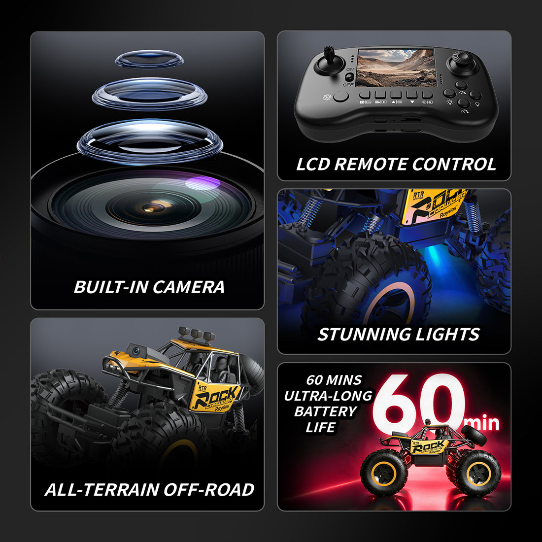 FPV RC Crawler Car with 2.8" Screen Remote, 4WD All-Terrain Truck
