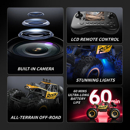 FPV RC Crawler Car with 2.8" Screen Remote, 4WD All-Terrain Truck