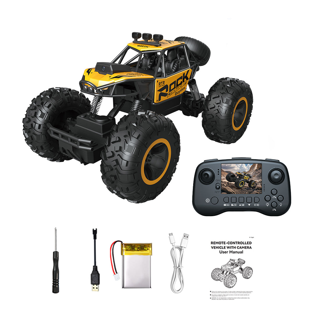 FPV RC Crawler Car with 2.8" Screen Remote, 4WD All-Terrain Truck