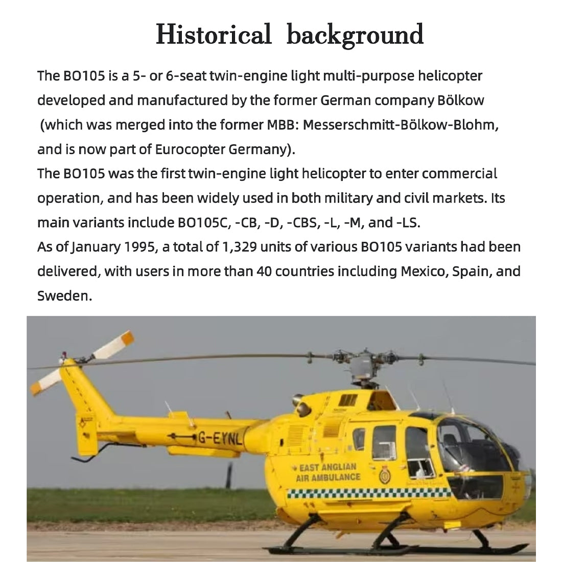 FL500 BO105 500-Class 2.4G 6CH Scale RC Helicopter Model