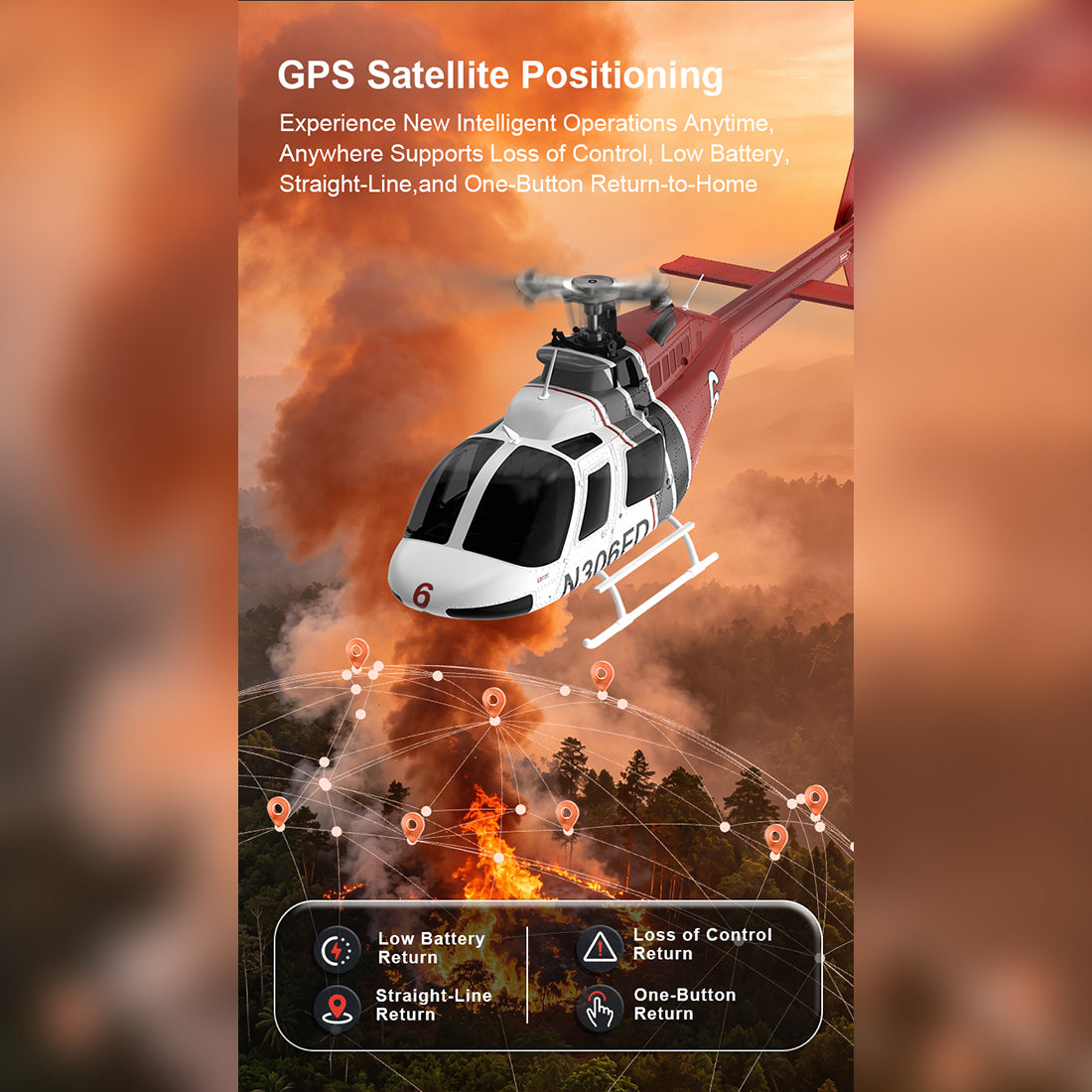 YU XIANG F08S 1/27 Scale Bell 206 2.4G 6CH Brushless Direct-Drive 6G Flybarless RC Helicopter Model with Optical Flow