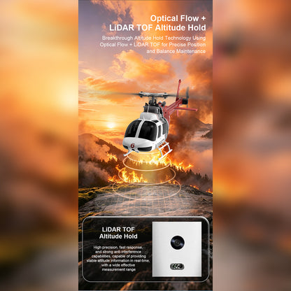 YU XIANG F08S 1/27 Scale Bell 206 2.4G 6CH Brushless Direct-Drive 6G Flybarless RC Helicopter Model with Optical Flow