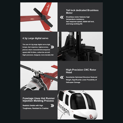 YU XIANG F08S 1/27 Scale Bell 206 2.4G 6CH Brushless Direct-Drive 6G Flybarless RC Helicopter Model with Optical Flow
