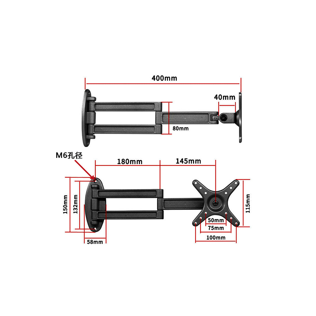 Sim Racing Aluminum Frame, Wall-Mounted Adjustable Arm with Wireless Mouse & Rotating Keyboard Tray