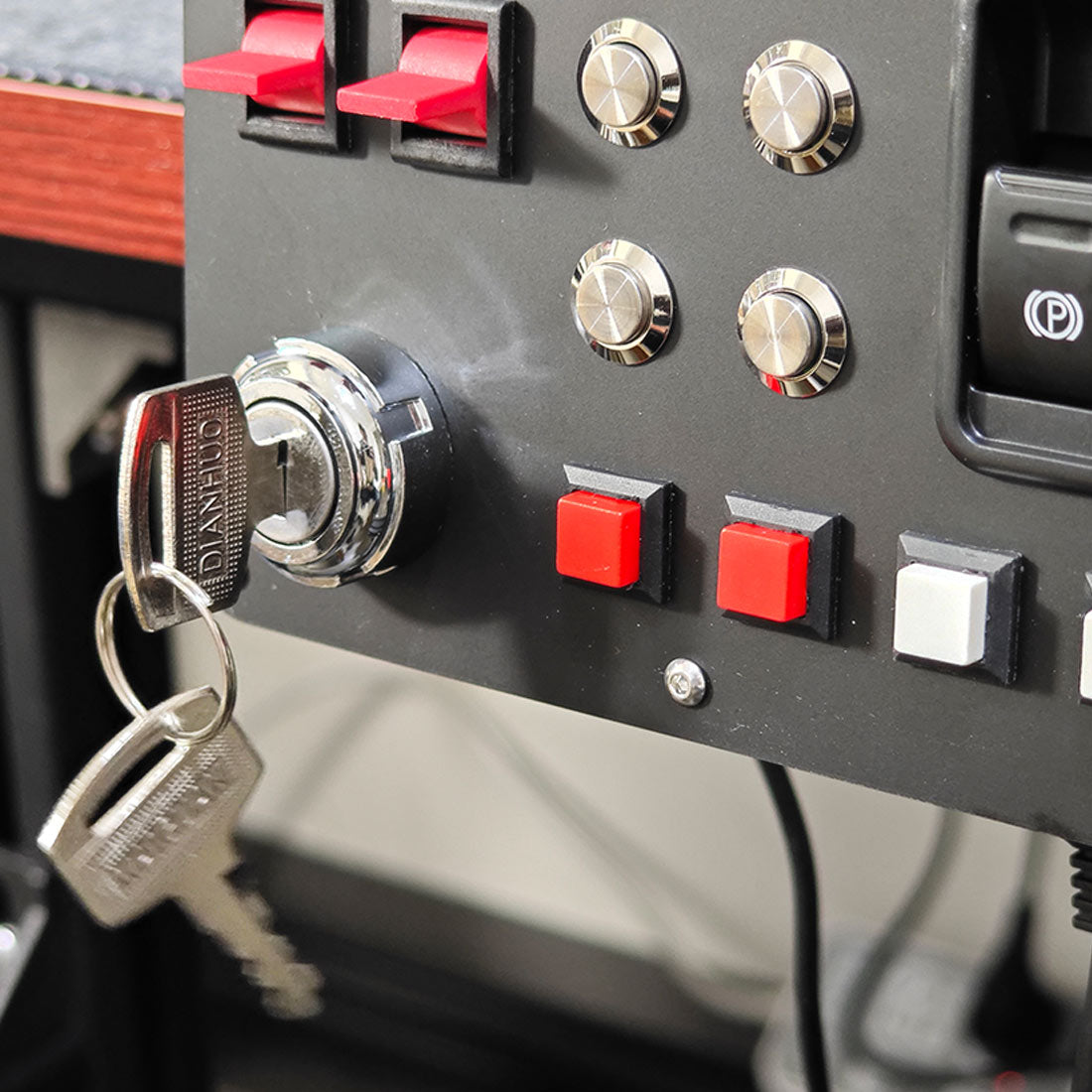 Euro Truck Central Console - Control Panel with Ignition Key Switch & Integrated Intercom System for Windows Driving Simulators, Compatible with ETS2 and FS Serie, PC