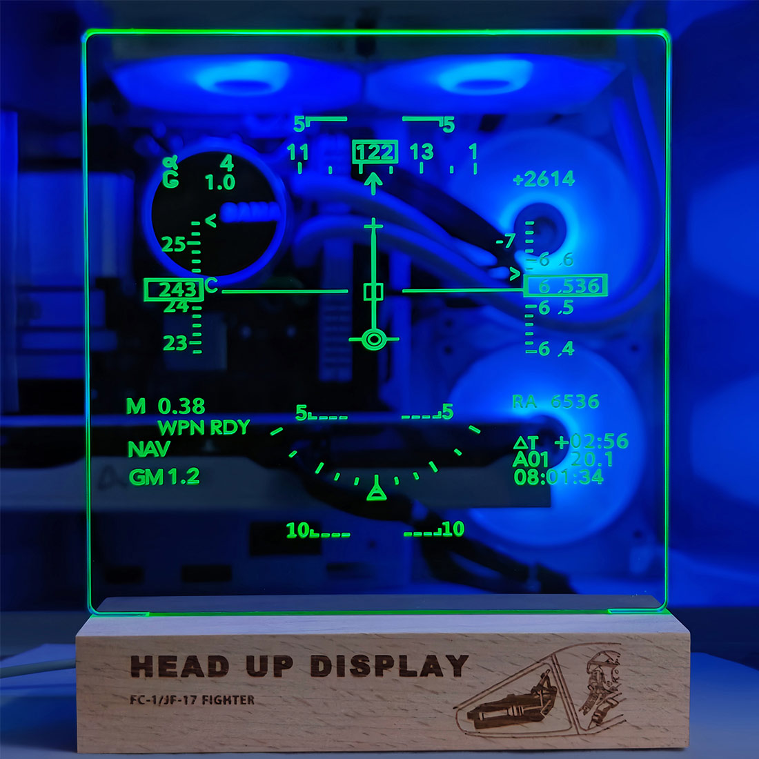 Fighter-Jet HUD Diffraction Display Lamp, Ambient Light Night Light