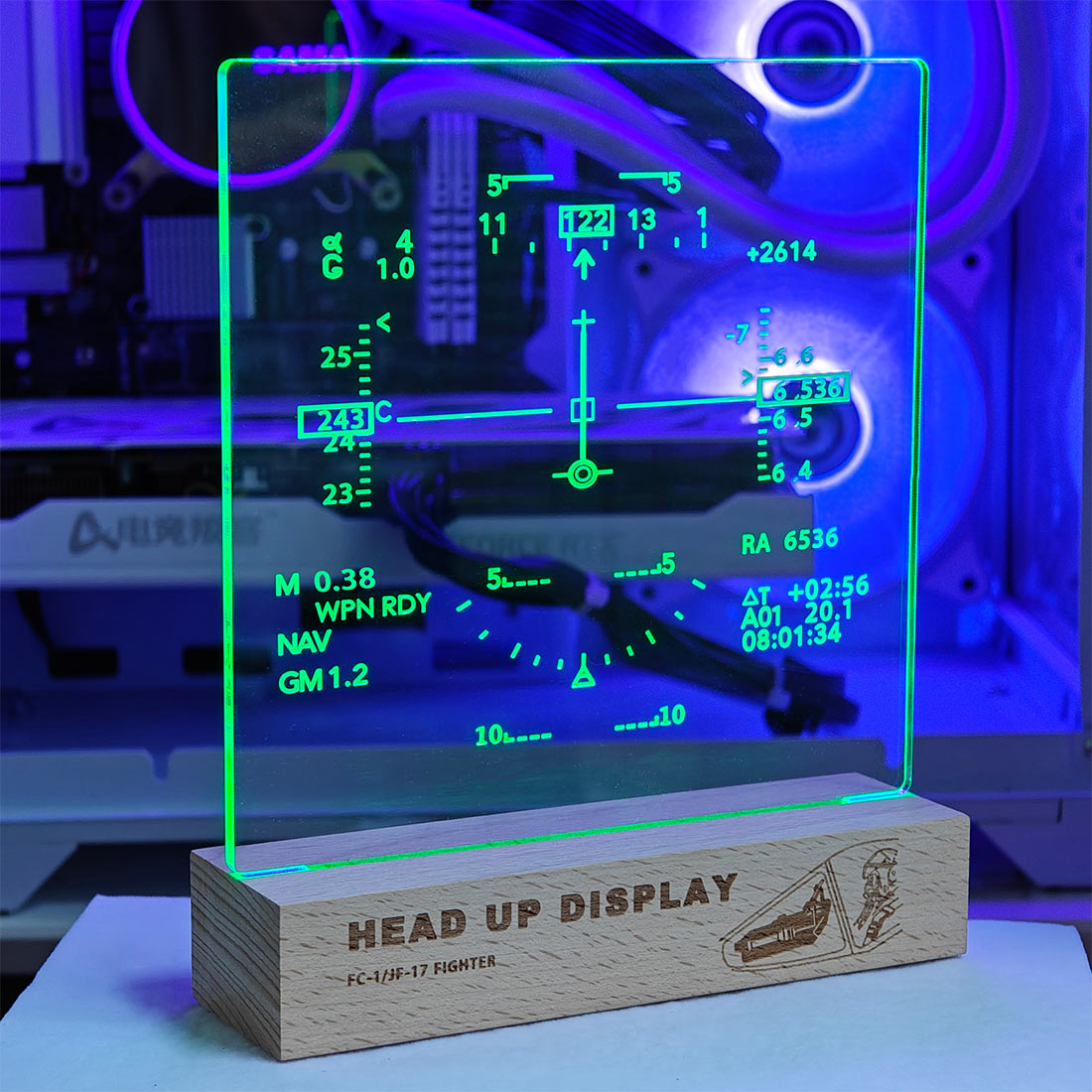 Fighter-Jet HUD Diffraction Display Lamp, Ambient Light Night Light