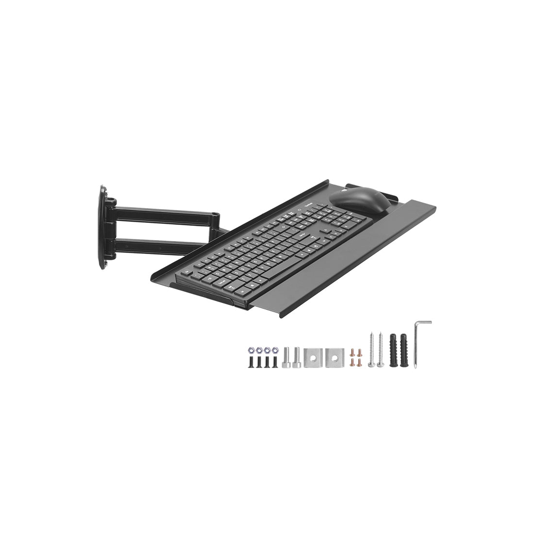 Sim Racing Aluminum Frame, Wall-Mounted Adjustable Arm with Wireless Mouse & Rotating Keyboard Tray