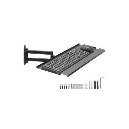 Sim Racing Aluminum Frame, Wall-Mounted Adjustable Arm with Wireless Mouse & Rotating Keyboard Tray