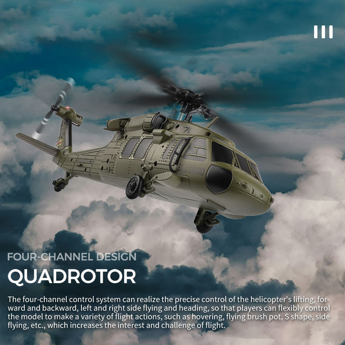 WL K170 UH-60L 170 Size 2.4G 4CH Flybarless RC Helicopter with Adjustable Left and right Hand Throttle