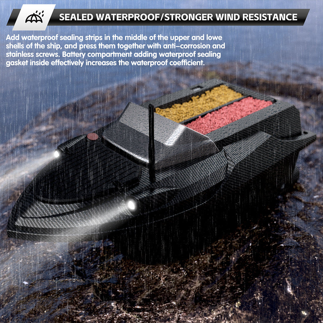 V080 12V High-Speed RC Bait Boat +12V 20000mAh Lithium Battery