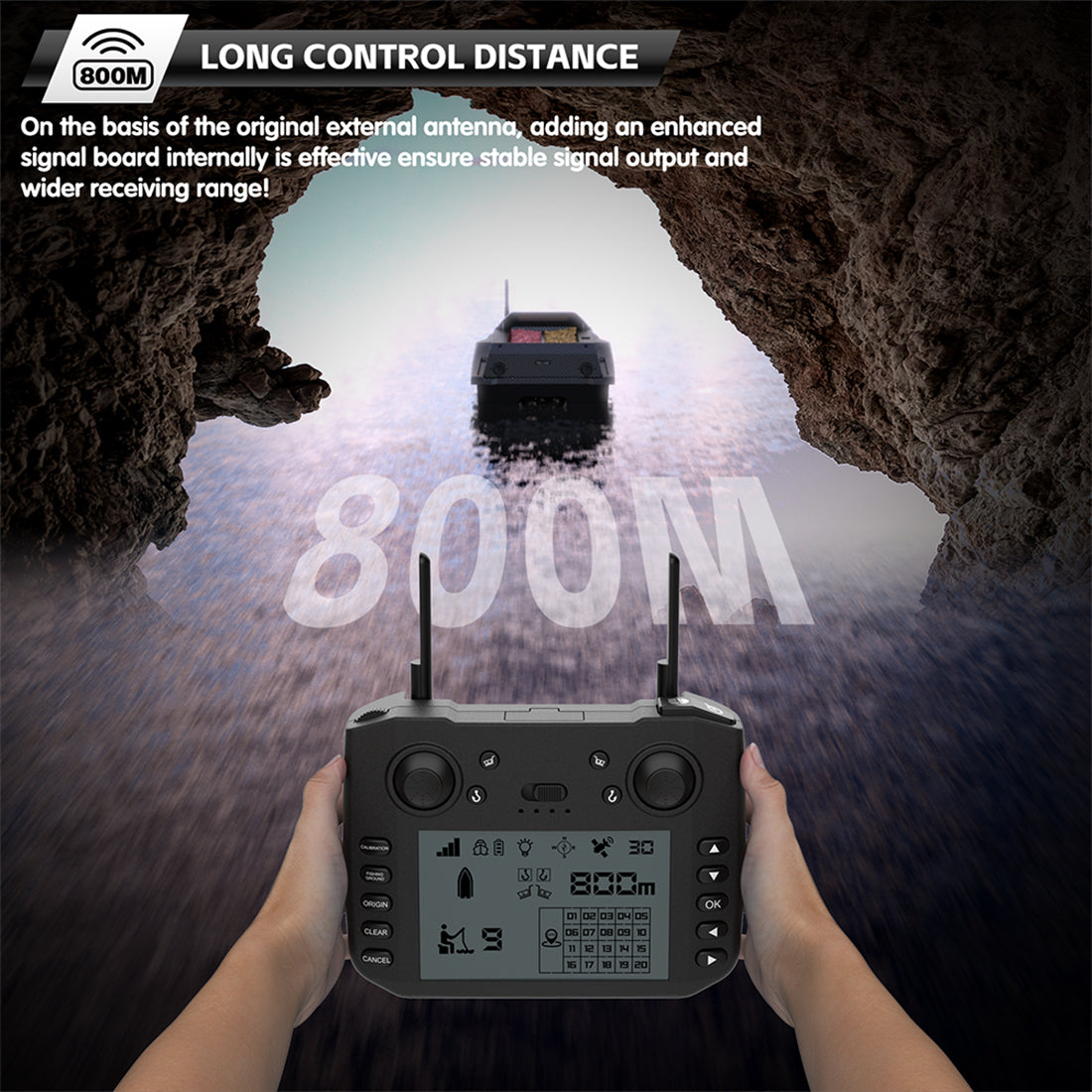 V080 12V High-Speed RC Bait Boat +12V 20000mAh Lithium Battery