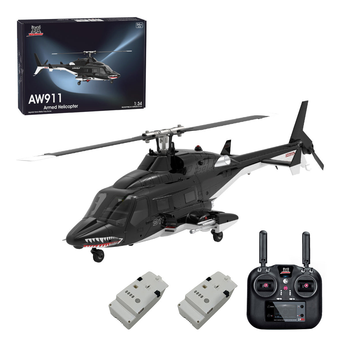 A61 1/52 Scale Air-wolf 2.4G 4CH Single Rotor Flybarless Mini RC Helicopter Model