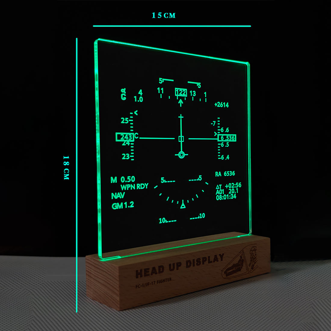 Fighter-Jet HUD Diffraction Display Lamp, Ambient Light Night Light