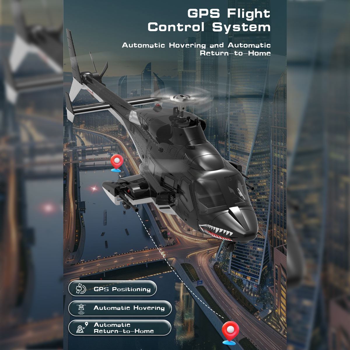 A61 1/52 Scale Air-wolf 2.4G 4CH Single Rotor Flybarless Mini RC Helicopter Model