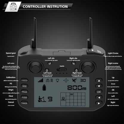 V080 12V High-Speed RC Bait Boat +12V 20000mAh Lithium Battery