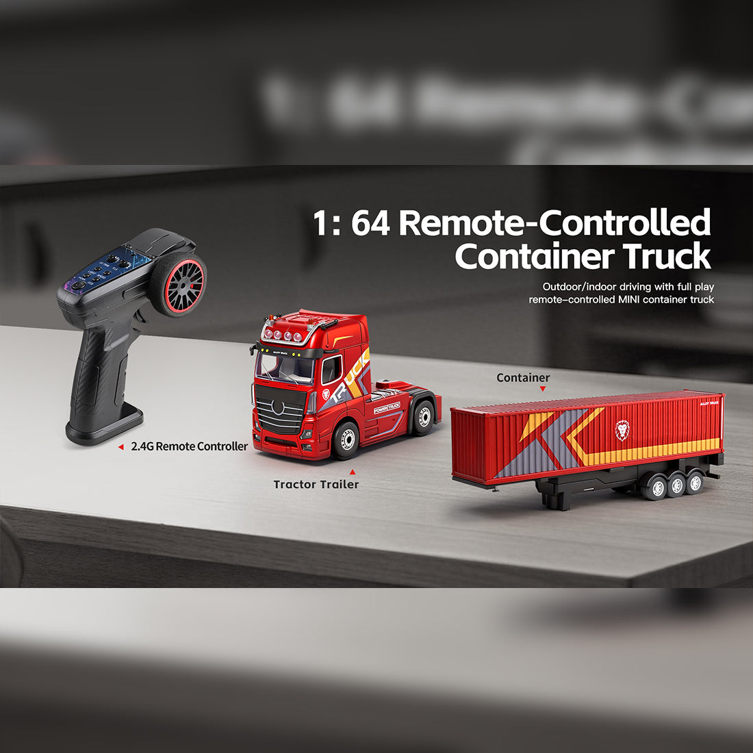 1/64 Scale 2.4GHz 4WD RC Container Truck Model