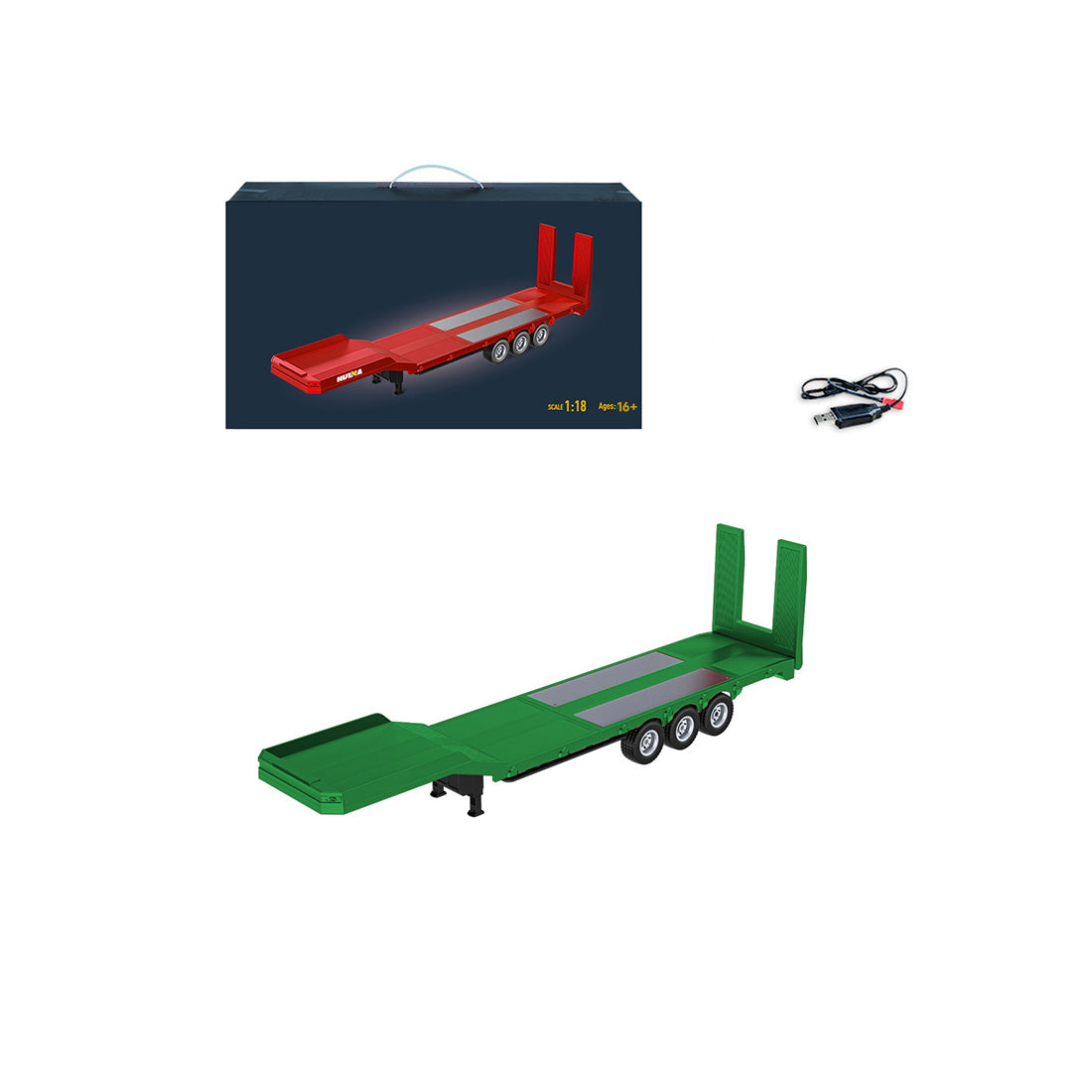 1/18 Scale Semi-trailer Flatbed for 770S Heavy Duty Tractor Truck