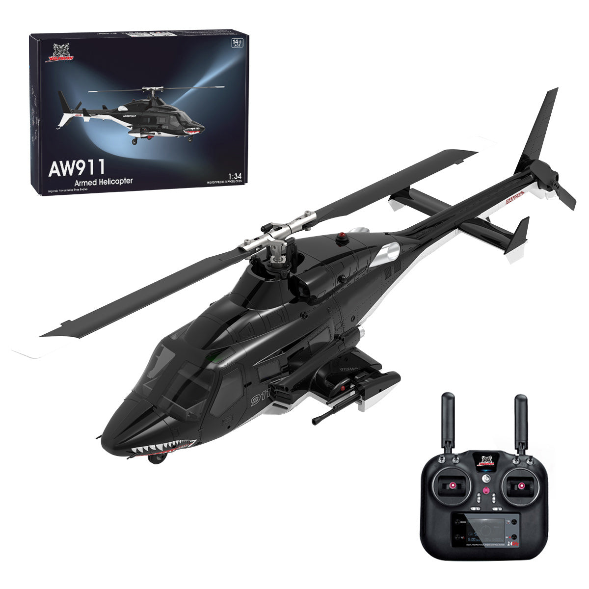 A61 1/52 Scale Air-wolf 2.4G 4CH Single Rotor Flybarless Mini RC Helicopter Model