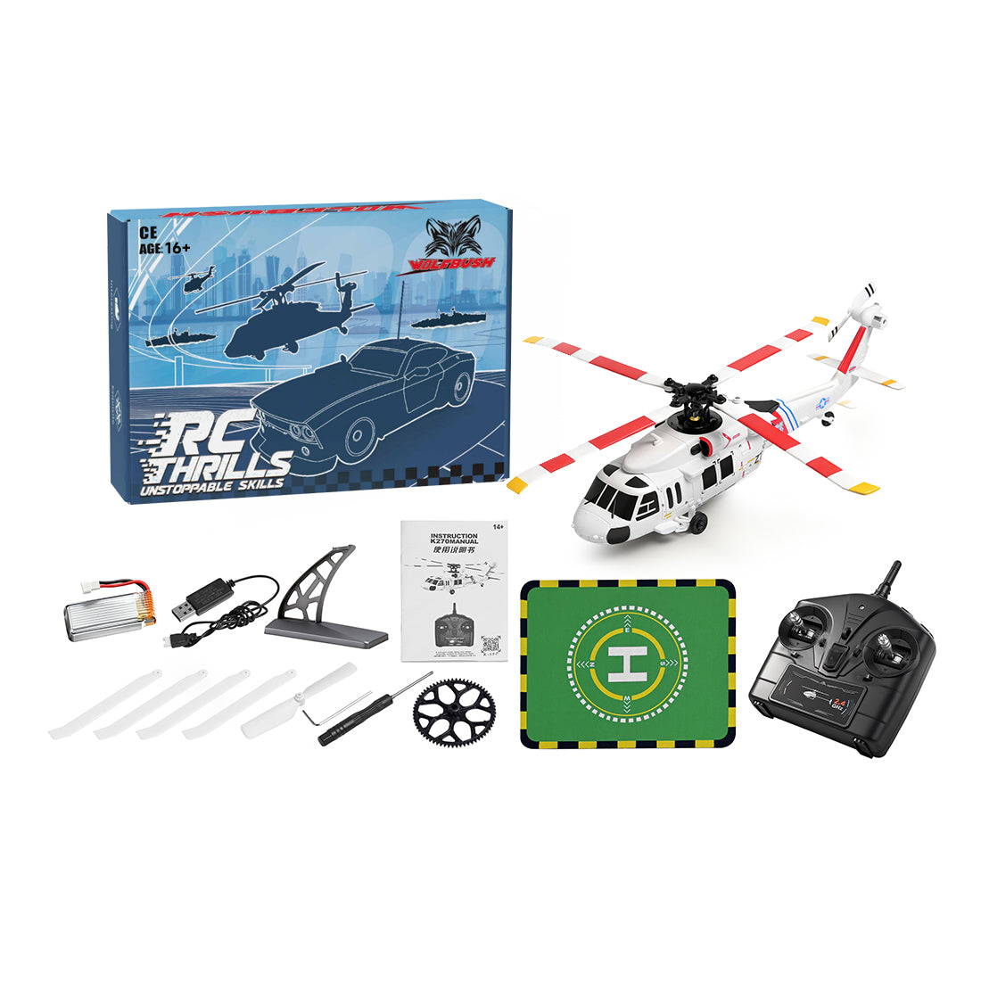 WL K270 UH-60L 2.4G 4CH 170-Class 4-Rotor Flybarless Realistic Helicopter Model