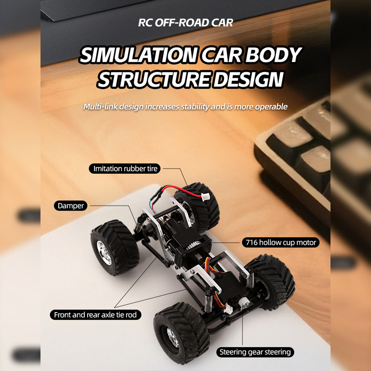 1/36 Scale 2.4G 4WD Full Proportional RC Off-Road Car Model