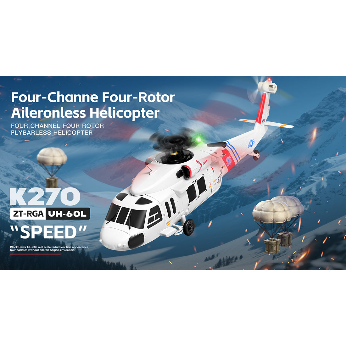 WL K270 UH-60L 2.4G 4CH 170-Class 4-Rotor Flybarless Realistic Helicopter Model