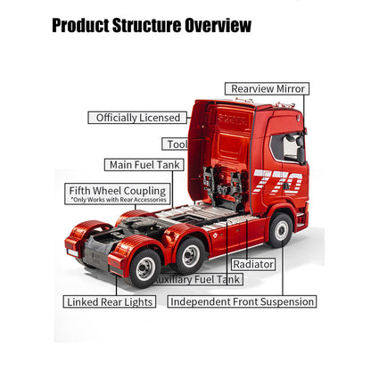 1/18 scale 6x4 770S heavy-duty tractor truck + dedicated remote-controlled semi-trailer