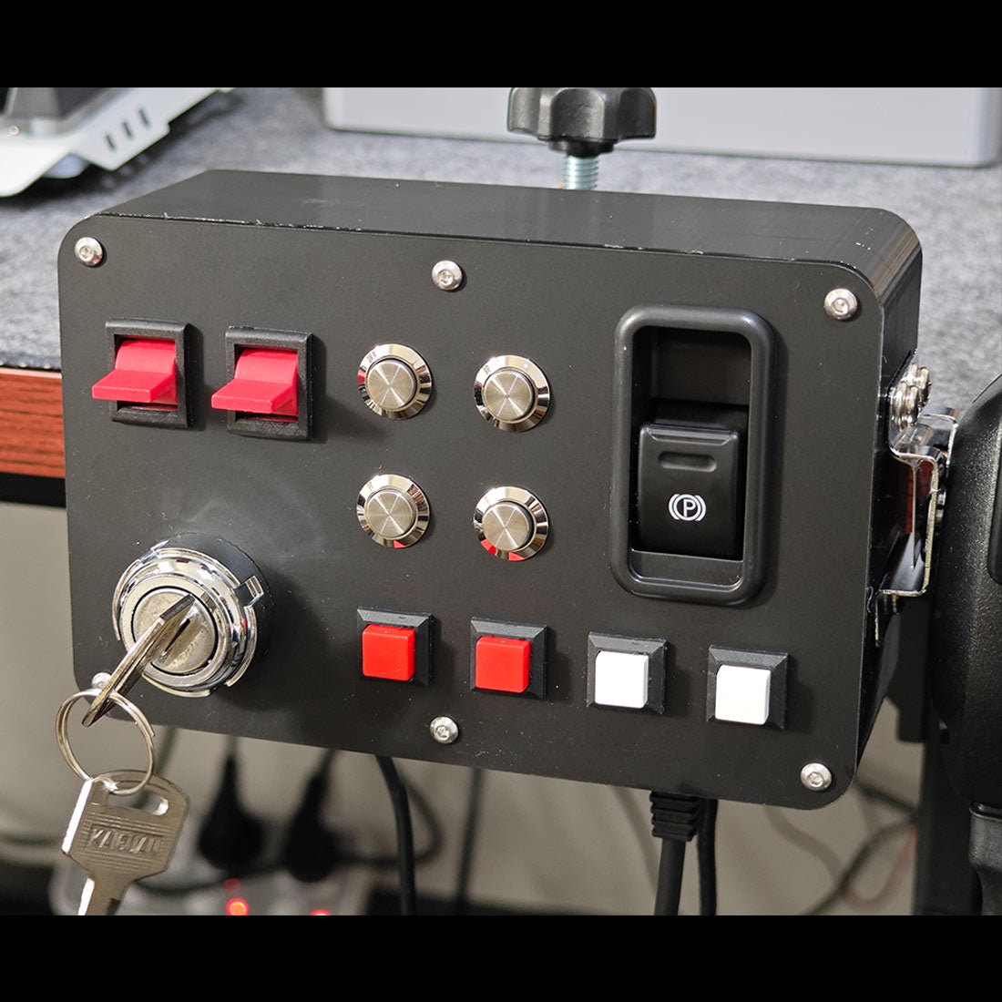 Euro Truck Central Console - Control Panel with Ignition Key Switch & Integrated Intercom System for Windows Driving Simulators, Compatible with ETS2 and FS Serie, PC