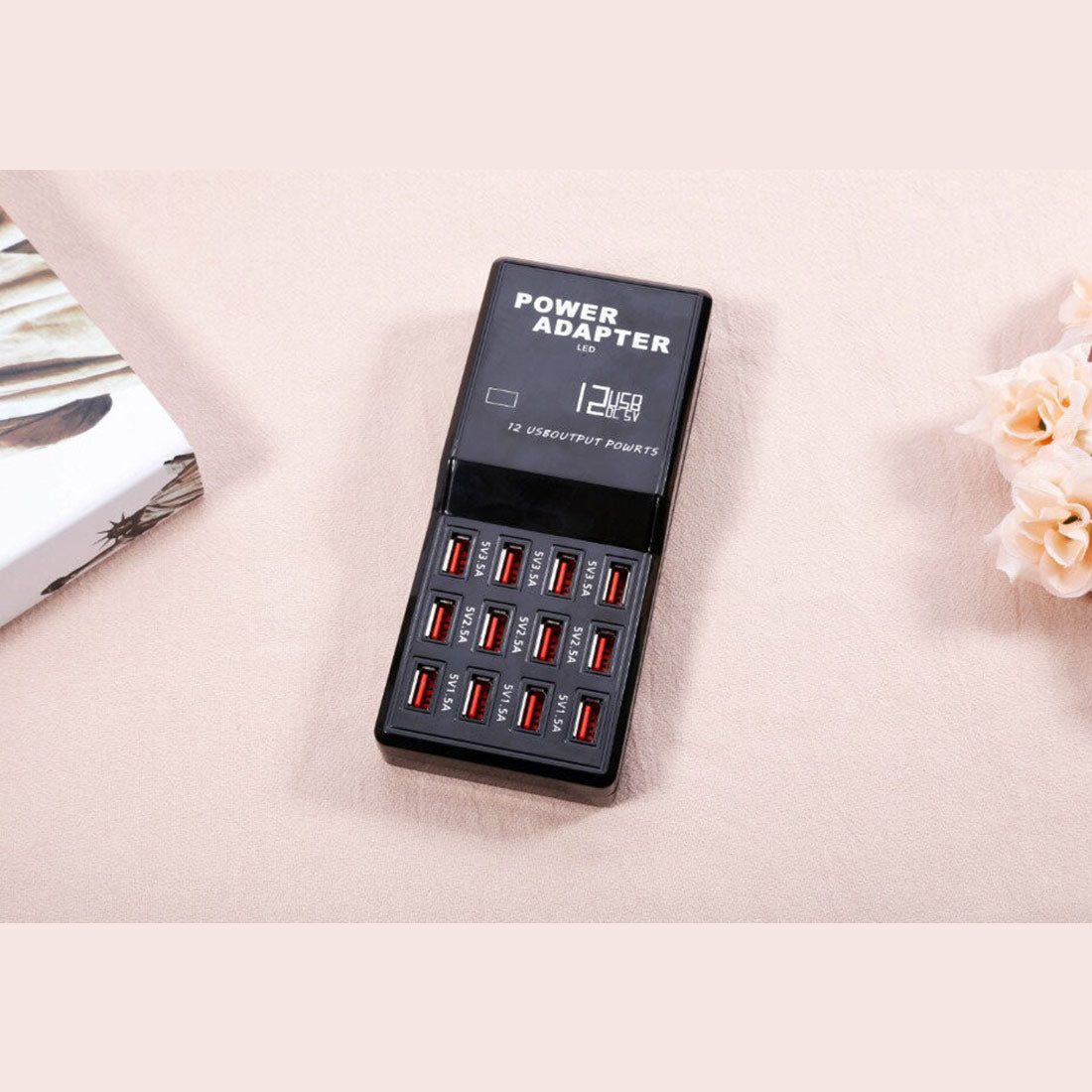 12-Port USB Charging Station, Multi-Device 5V Intelligent USB Charger with Global Plug Options (EU Plug)