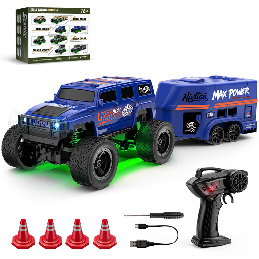 1/64 Scale 2.4G Full Proportional RC Crawler Truck with Trailer